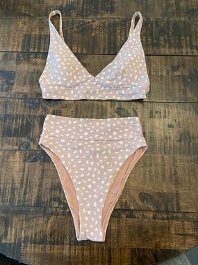 aerie nude/pink/cream Speckled Pique High-Cut Cheeky Bikini